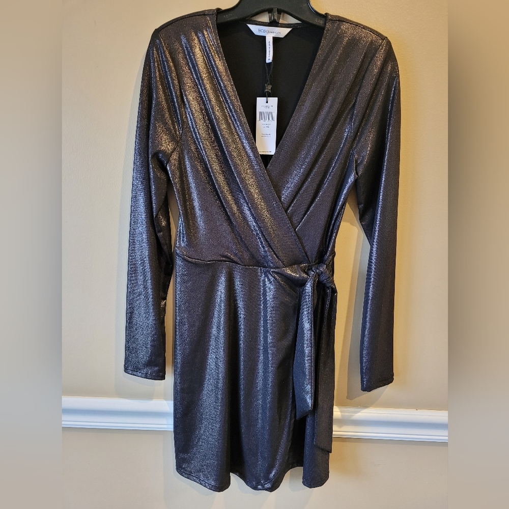 BCBG Metallic Wrap Dress